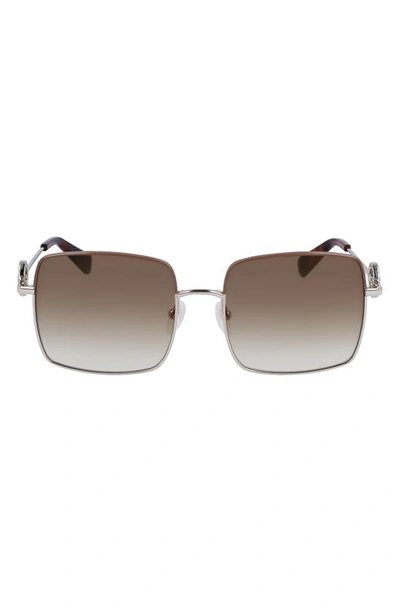 Longchamp Medallion 55mm Gradient Square Sunglasses In Silver/ Gradient Khaki