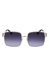 Longchamp Medallion 55mm Gradient Square Sunglasses In Gold/ Gradient Grey