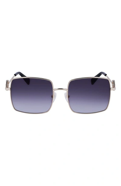 Longchamp Medallion 55mm Gradient Square Sunglasses In Gold/ Gradient Grey