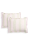 Dusen Dusen Set Of 2 Warm Stripe Cotton Matelassé Shams In Pink / Beige Shams