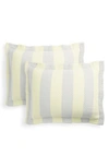Dusen Dusen Set Of 2 Cool Stripe Cotton Matelassé Shams In Yellow/ Gray Stripe Shams