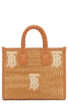 Burberry Mini Raffia Freya Tote Bag In Natural