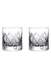 Waterford Set Of 2 Connoisseur Olann Straight Lead Crystal Tumblers In Clear