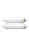 Matouk Lowell 600 Thread Count Pillowcase In White/ Grass