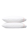 Matouk Lowell 600 Thread Count Pillowcase In White/ Pink