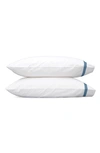 Matouk Lowell 600 Thread Count Pillowcase In White/ Sea