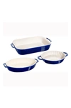 Staub 3-piece Ceramic Mixed Baking Dish Set In Dark Blue