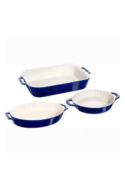 Staub 3-piece Ceramic Mixed Baking Dish Set In Dark Blue