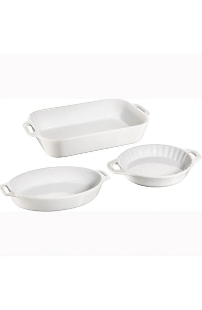 Staub 3-piece Ceramic Mixed Baking Dish Set In White