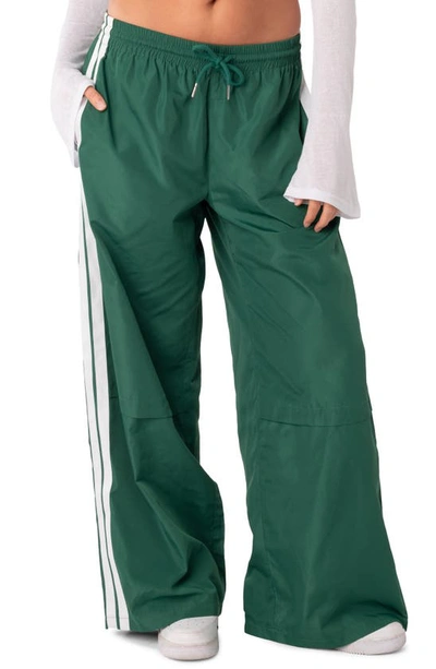 Edikted Fauna Nylon Track Pants In Green