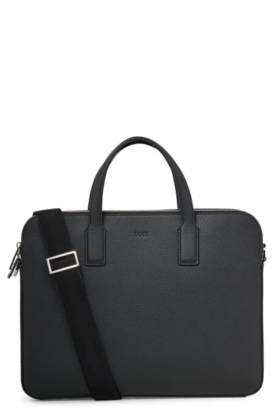 Hugo Boss Crosstown Leather Briefcase In Black