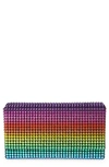 Amina Muaddi Paloma Crystal-embellished Clutch Bag In Black Satin Rainbow Crystal