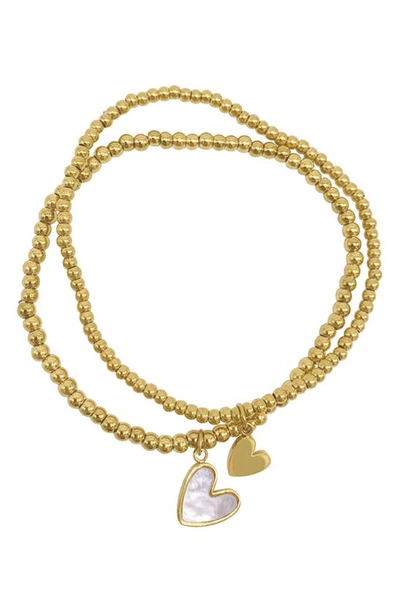 ADORNIA ADORNIA 2-PACK HEART BALL WATER RESISTANT BRACELETS