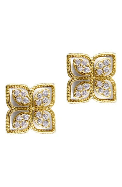 Adornia 14k Plated Cz Renaissance Flower Earrings In White