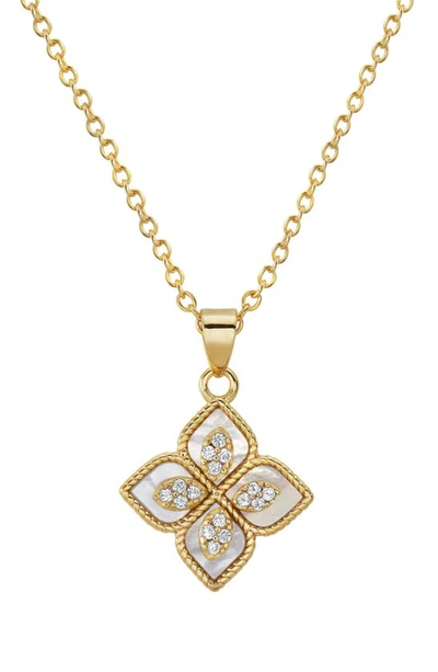 Adornia Renaissance Flower Crystal Pendant Necklace In White