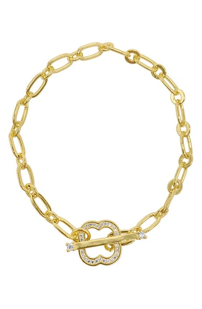 Adornia Crystal Clover Paper Clip Chain Bracelet In Yellow