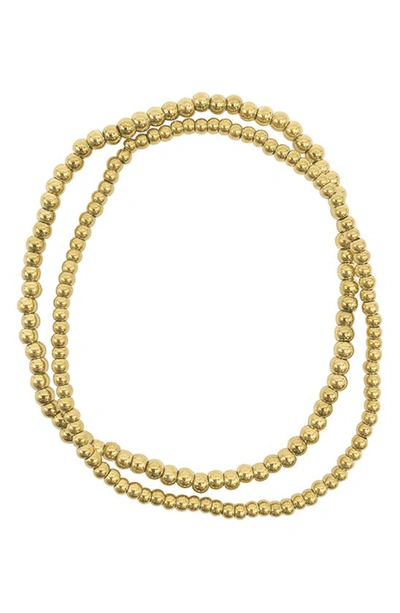 Adornia Tarnish Resistant 14k Gold Plated Set Of 2mm And 3mm Ball Bracelets