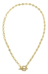 Adornia Crystal Clover Paperclip Chain Necklace In Yellow