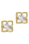 Adornia Flower Mother Of Pearl Stud Earrings In White