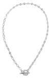 Adornia Crystal Clover Paperclip Chain Necklace In Silver