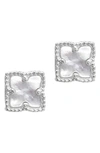 Adornia Flower Mother Of Pearl Stud Earrings In White Sil