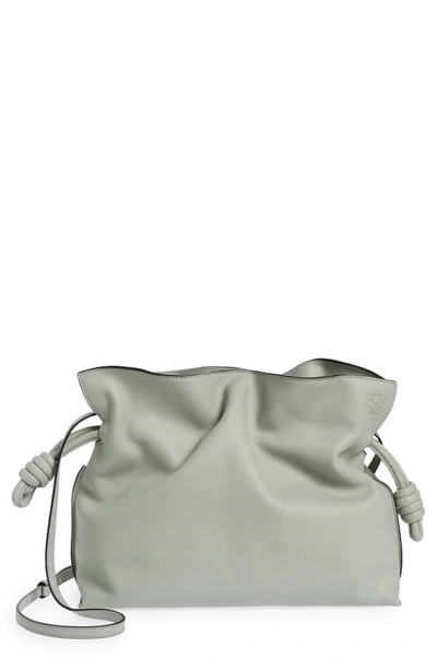 Loewe Flamenco Leather Clutch In Ash Grey