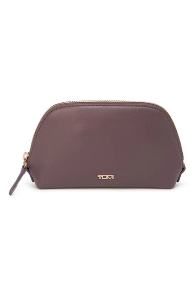 Tumi Leather Cosmetics Pouch In Dark Mauve