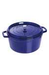 Staub 13.25-quart Cast Iron Round Cocotte In Blue