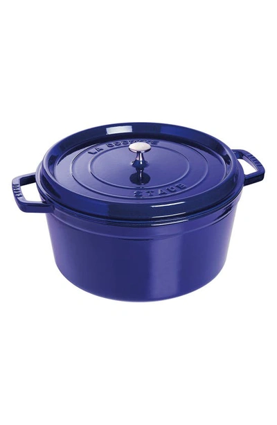 Staub 13.25-quart Cast Iron Round Cocotte In Dark Blue