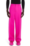 Valentino Relaxed Virgin Wool & Silk Trousers In Fuchsia