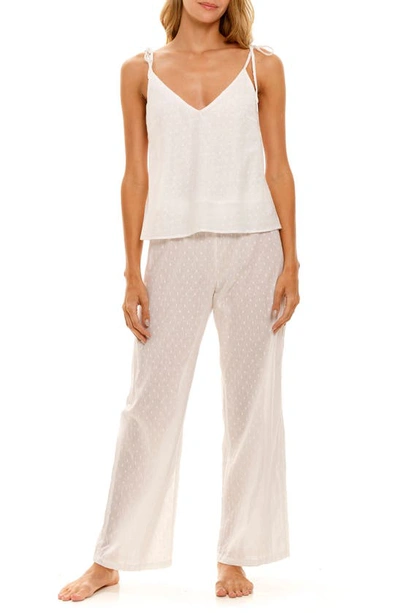 The Lazy Poet Bianca Cotton Swiss Dot Camisole Pajamas In White