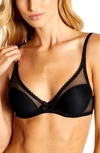 Journelle Victoire Tulle And Stretch-jersey Underwired Plunge Bra In Noir