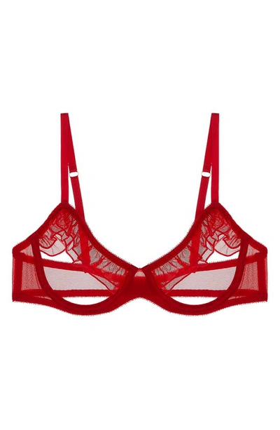 Journelle Odette Open Cup Underwire Bra In Scarlet