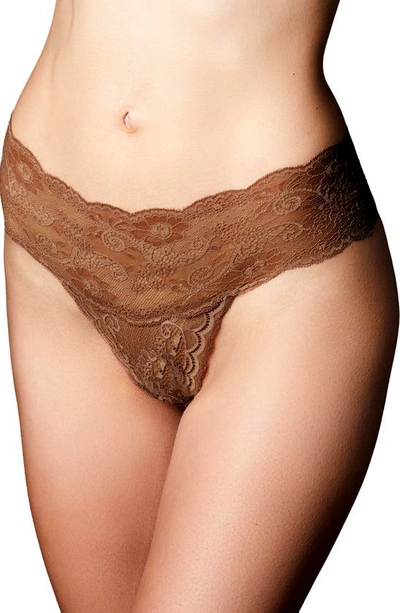 Journelle Sapna Mid Rise Lace Thong In Carmel