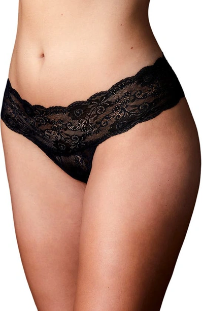 Journelle Sapna Mid Rise Lace Thong In Noir