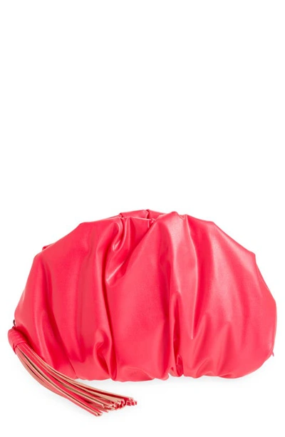 Rebecca Minkoff Ruched Faux Leather Clutch In Hot Pink