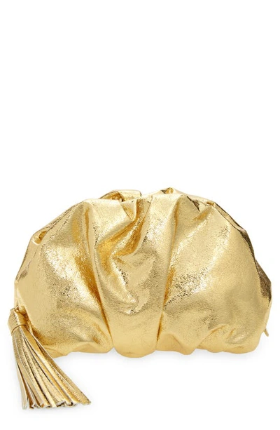 Rebecca Minkoff Ruched Clutch In Solid Gold