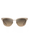 Maui Jim Lokelani 55mm Polarized Cat Eye Sunglasses In Milky Almond With Gold