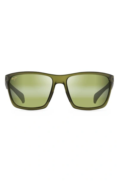 Maui Jim Makoa 59mm Polarized Sport Sunglasses In Trans Khaki Green