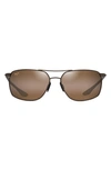 Maui Jim Puu Kukui 58mm Polarized Rectangle Sunglasses In Bronze
