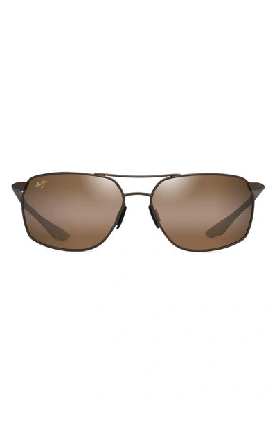 Maui Jim Puu Kukui 58mm Polarized Rectangle Sunglasses In Bronze