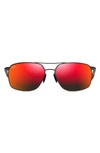 Maui Jim Puu Kukui 58mm Polarized Rectangle Sunglasses In Dark Gunmetal