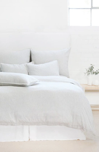 Pom Pom At Home Connor Stripe Linen & Cotton Duvet Cover In Ivory/ Denim