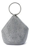 Olga Berg Ellie Crystal Mesh Bag In Silver