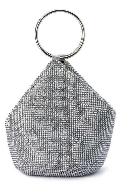 Olga Berg Ellie Crystal Mesh Bag In Silver