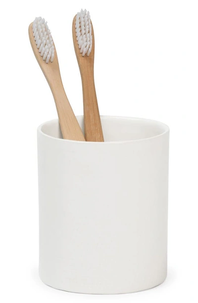 Pigeon & Poodle Cordoba Ceramic Toothbrush Holder In White Burlap