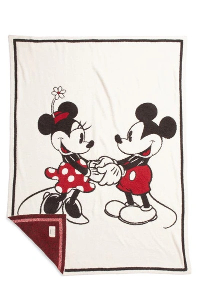 Barefoot Dreams Cozychic Classic Disney Mickey & Minnie Blanket In Cream Multi