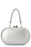 Olga Berg Anya Crystal Handle Clutch In Silver