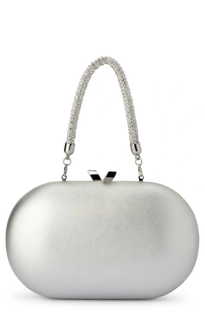 Olga Berg Anya Crystal Handle Clutch In Silver