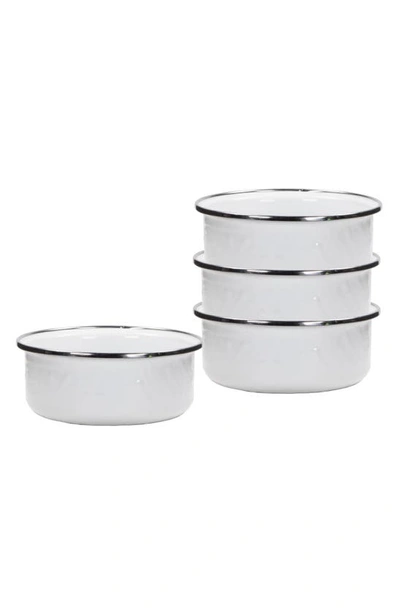 Golden Rabbit Enamelware Swirl Set Of 4 Soup Bowls In White